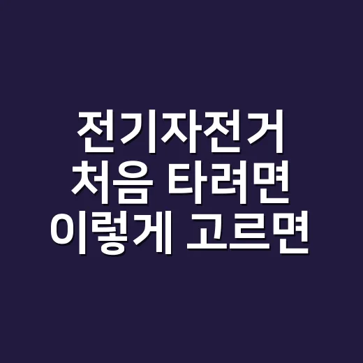 전기자전거 처음 타려면 이렇게 고르면 됩니다 - 요약