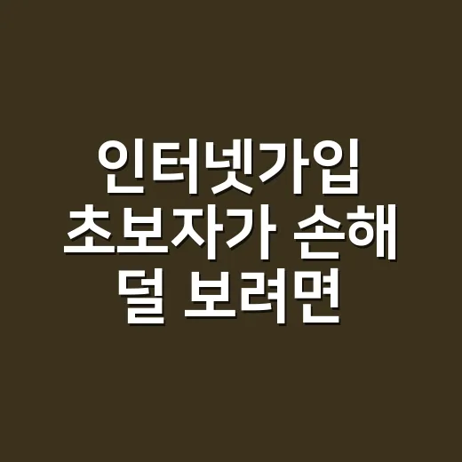 인터넷가입 초보자가 손해 덜 보려면 이렇게 비교하세요 - 요약