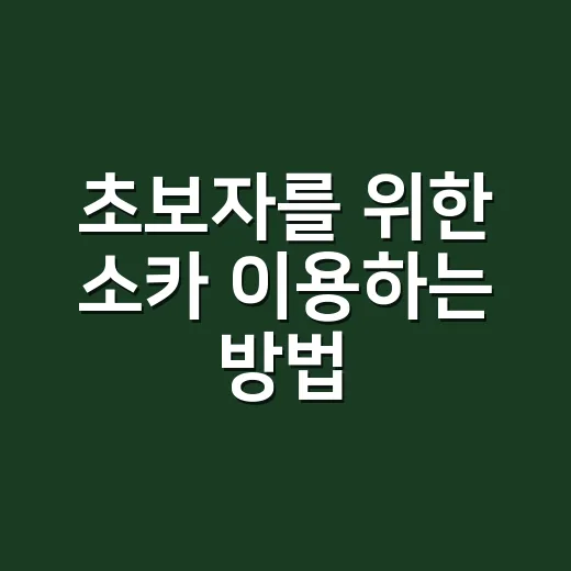 초보자를 위한 소카 이용하는 방법, 예약 전 이것만 확인하세요 - 요약
