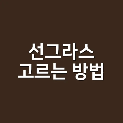 선그라스 고르는 방법, 얼굴형보다 먼저 봐야 할 5가지 - 요약