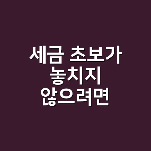 세금 초보가 놓치지 않으려면 이렇게 챙기면 됩니다 - 요약