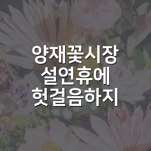 양재꽃시장 설연휴에 헛걸음하지 않는 방법 - 요약