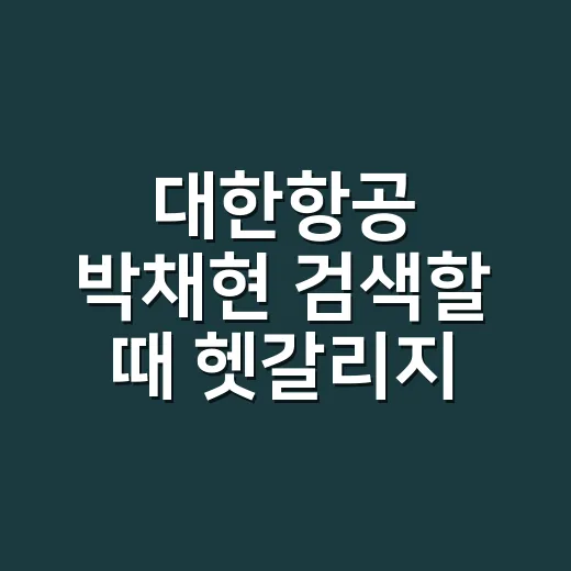 대한항공 박채현 검색할 때 헷갈리지 않고 확인하는 방법 - 요약