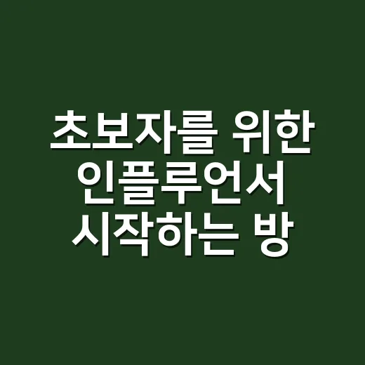 초보자를 위한 인플루언서 시작하는 방법 - 요약