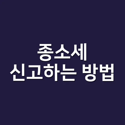 종소세 신고하는 방법, 처음이라면 이 순서대로 챙기세요 - 요약