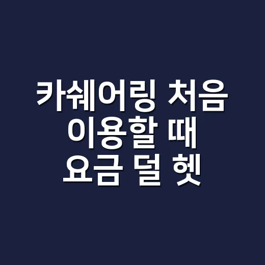 카쉐어링 처음 이용할 때 요금 덜 헷갈리는 방법 - 요약