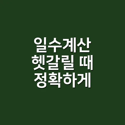 일수계산 헷갈릴 때 정확하게 계산하는 방법 - 요약
