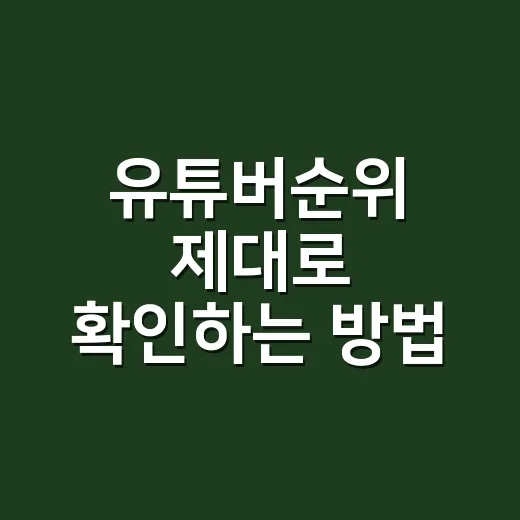 유튜버순위 제대로 확인하는 방법, 구독자 수만 보면 놓치는 것들 - 요약