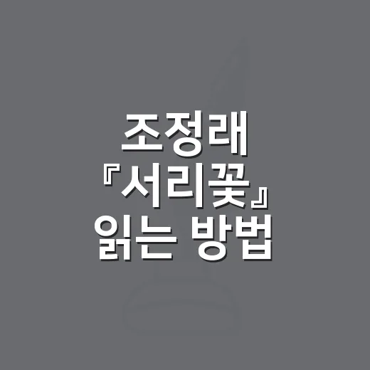 조정래 『서리꽃』 읽는 방법, 처음 고른 사람도 길을 잃지 않게 - 요약