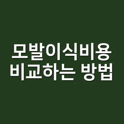 모발이식비용 비교하는 방법, 상담 전에 이 기준부터 잡기 - 요약
