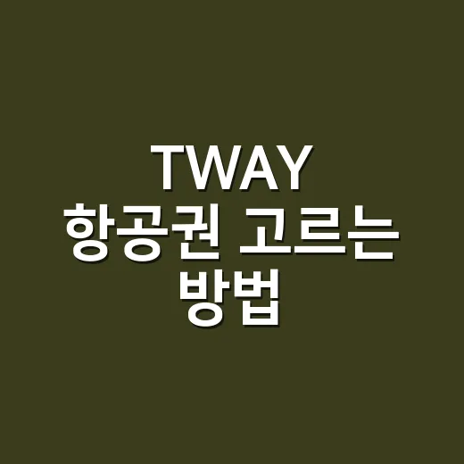 TWAY 항공권 고르는 방법, 초보자는 이렇게 보면 편합니다 - 요약
