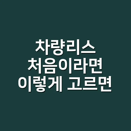 차량리스 처음이라면 이렇게 고르면 됩니다 - 요약