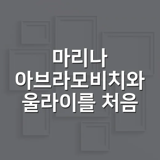 마리나 아브라모비치와 울라이를 처음 이해하는 방법 - 요약