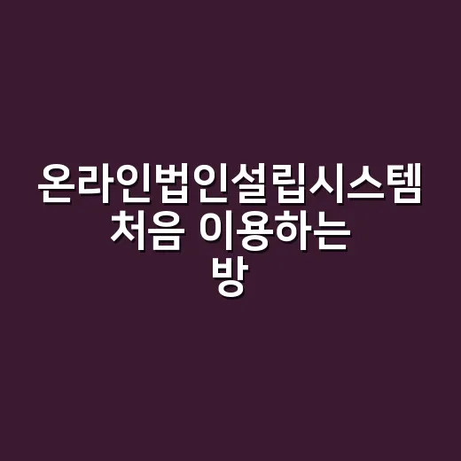 온라인법인설립시스템 처음 이용하는 방법 - 요약