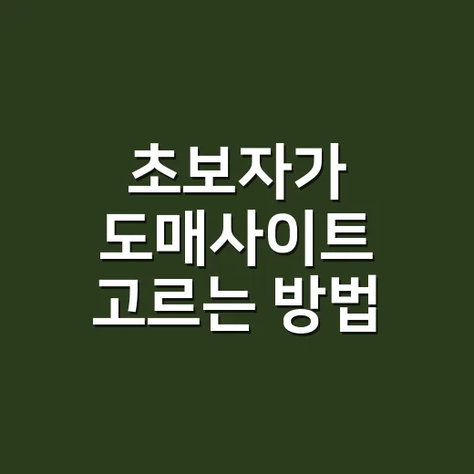 초보자가 도매사이트 고르는 방법, 처음 사입 전 체크할 것들 - 요약