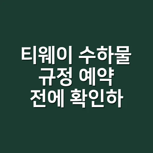 티웨이 수하물 규정 예약 전에 확인하는 방법 - 요약