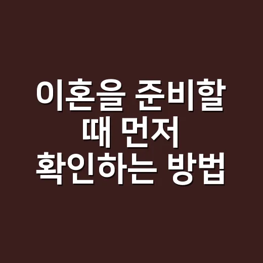 이혼을 준비할 때 먼저 확인하는 방법 - 요약