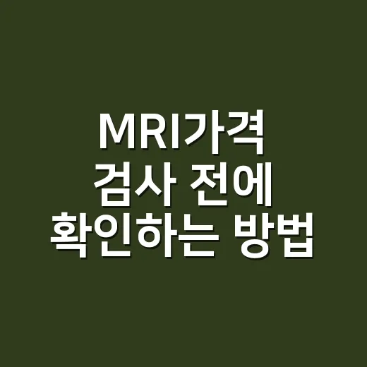 MRI가격 검사 전에 확인하는 방법 - 요약
