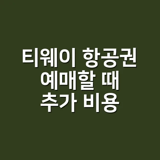 티웨이 항공권 예매할 때 추가 비용 줄이는 방법 - 요약