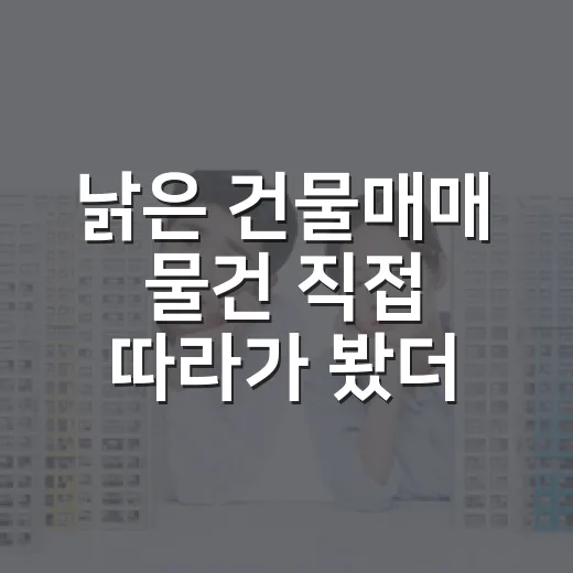 낡은 건물매매 물건 직접 따라가 봤더니, 싼 가격보다 무서운 게 따로 있더라 - 요약