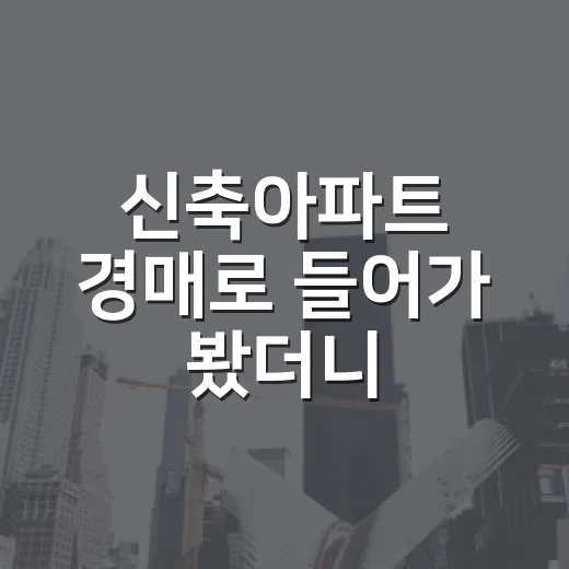 신축아파트 경매로 들어가 봤더니, 새집보다 먼저 봐야 할 게 따로 있더라 - 요약