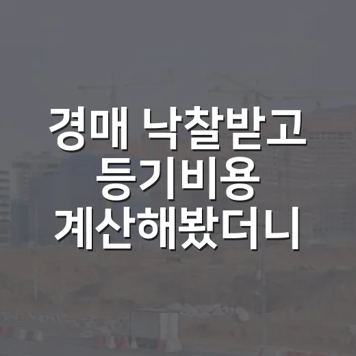 경매 낙찰받고 등기비용 계산해봤더니, 수익률이 조용히 깎이더라 - 요약