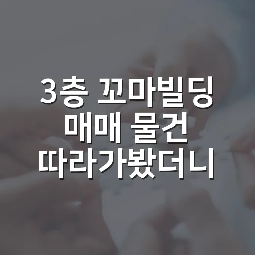 3층 꼬마빌딩 매매 물건 따라가봤더니 숫자보다 먼저 보인 것들 - 요약