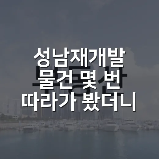 성남재개발 물건 몇 번 따라가 봤더니, 초보가 제일 먼저 놓치는 것들 - 요약
