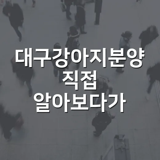 대구강아지분양 직접 알아보다가 경매 권리분석처럼 따져본 이야기 - 요약