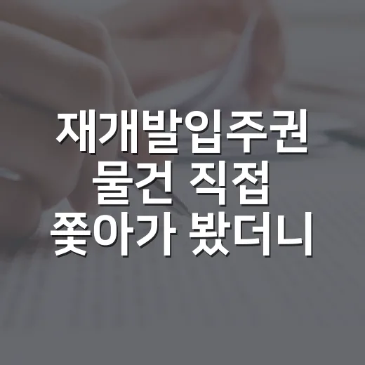 재개발입주권 물건 직접 쫓아가 봤더니 숫자보다 먼저 봐야 할 게 있었습니다 - 요약