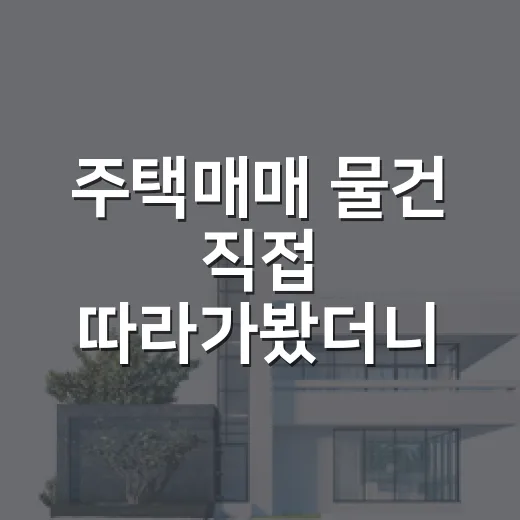 주택매매 물건 직접 따라가봤더니, 싼 집보다 무서운 건 따로 있었습니다 - 요약