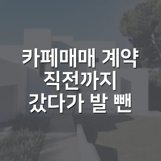 카페매매 계약 직전까지 갔다가 발 뺀 이야기, 숫자는 예쁘고 장사는 달랐다 - 요약