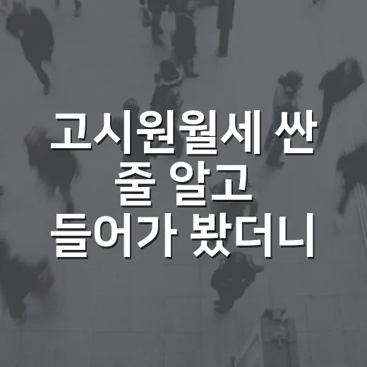 고시원월세 싼 줄 알고 들어가 봤더니, 경매 투자자가 본 진짜 비용 - 요약