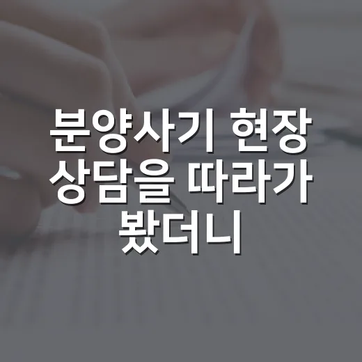 분양사기 현장 상담을 따라가 봤더니, 계약서보다 먼저 봐야 할 게 보였습니다 - 요약