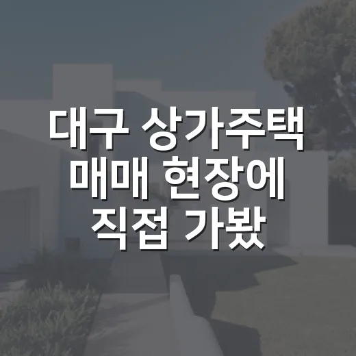 대구 상가주택 매매 현장에 직접 가봤더니 숫자보다 냄새가 먼저 보였습니다 - 요약