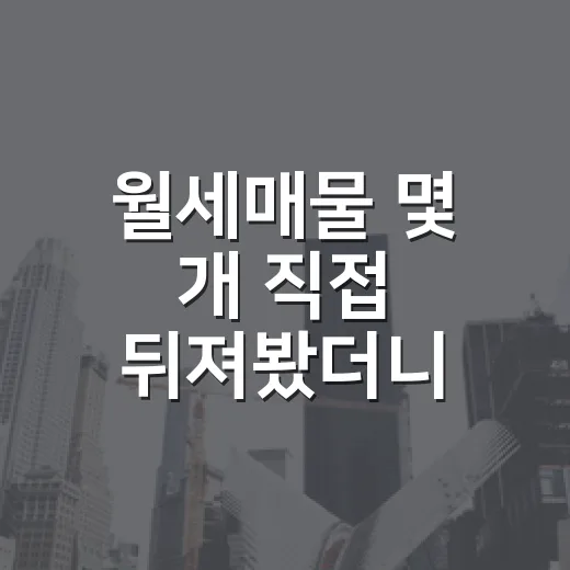 월세매물 몇 개 직접 뒤져봤더니, 초보가 놓치는 돈 새는 구멍이 보였습니다 - 요약
