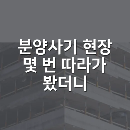 분양사기 현장 몇 번 따라가 봤더니 초보가 놓치는 신호가 보였습니다 - 요약