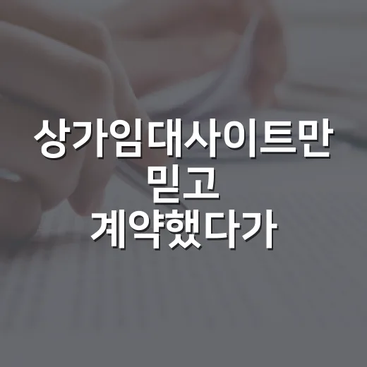 상가임대사이트만 믿고 계약했다가 현장에서 뒤집힌 이야기 - 요약