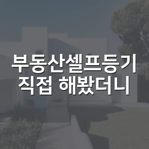 부동산셀프등기 직접 해봤더니, 아낀 돈보다 더 중요했던 것들 - 요약