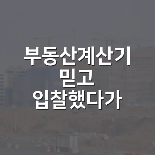 부동산계산기 믿고 입찰했다가 식은땀 난 이야기 - 요약
