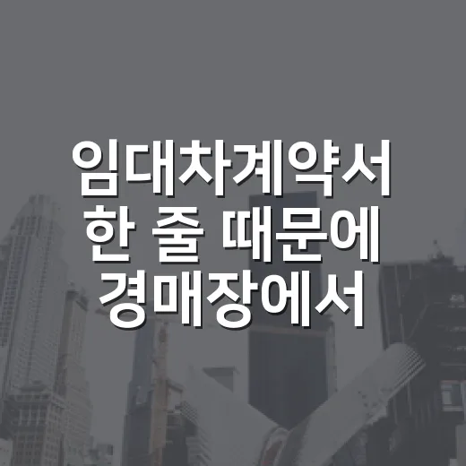 임대차계약서 한 줄 때문에 경매장에서 보증금이 흔들리는 걸 봤습니다 - 요약