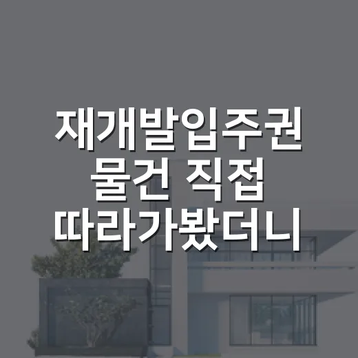 재개발입주권 물건 직접 따라가봤더니, 싼 가격보다 무서운 게 따로 있었습니다 - 요약