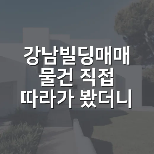 강남빌딩매매 물건 직접 따라가 봤더니, 숫자보다 무서운 건 따로 있었습니다 - 요약
