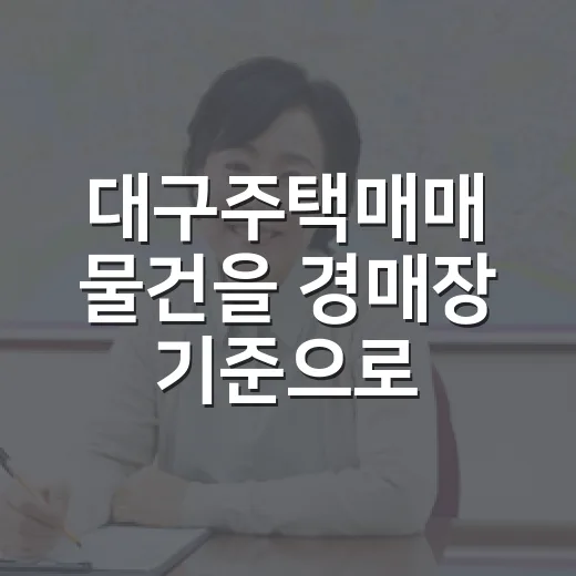 대구주택매매 물건을 경매장 기준으로 다시 봤더니 보이는 것들 - 요약