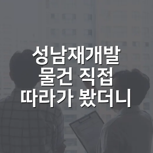 성남재개발 물건 직접 따라가 봤더니, 초보가 놓치기 쉬운 돈의 순서 - 요약