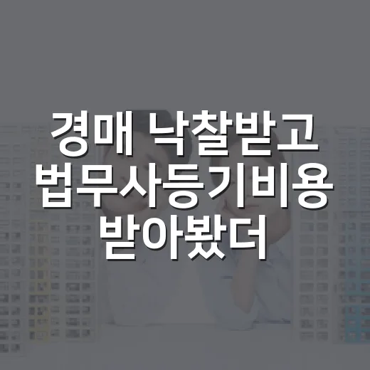 경매 낙찰받고 법무사등기비용 받아봤더니, 초보 때 놓친 돈이 보였습니다 - 요약