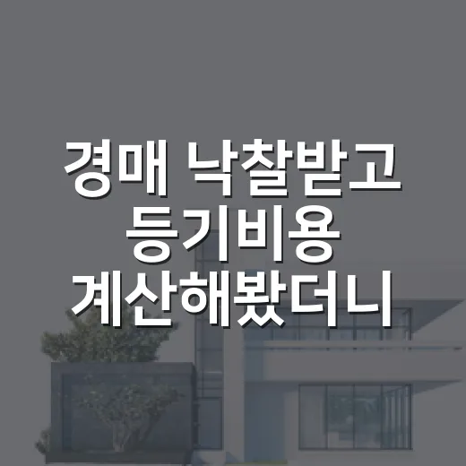 경매 낙찰받고 등기비용 계산해봤더니, 잔금보다 더 무서웠던 숫자들 - 요약