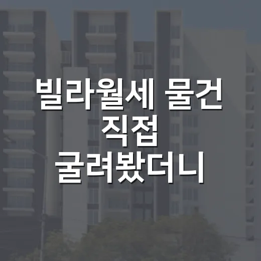 빌라월세 물건 직접 굴려봤더니, 싸게 산다고 끝이 아니었습니다 - 요약