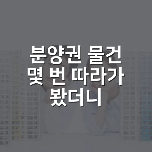 분양권 물건 몇 번 따라가 봤더니, 싸 보이는 것부터 의심하게 됐습니다 - 요약