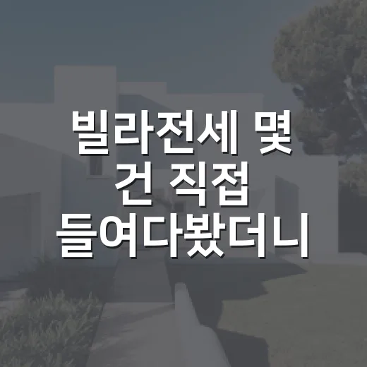 빌라전세 몇 건 직접 들여다봤더니, 싼 매물보다 무서운 게 따로 있었습니다 - 요약